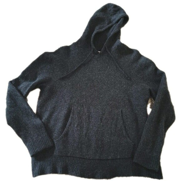 Everlane Women's 100% Wool Drawstring Pullover Hoodie Kangaroo Pockets Gray L - Picture 3 of 5